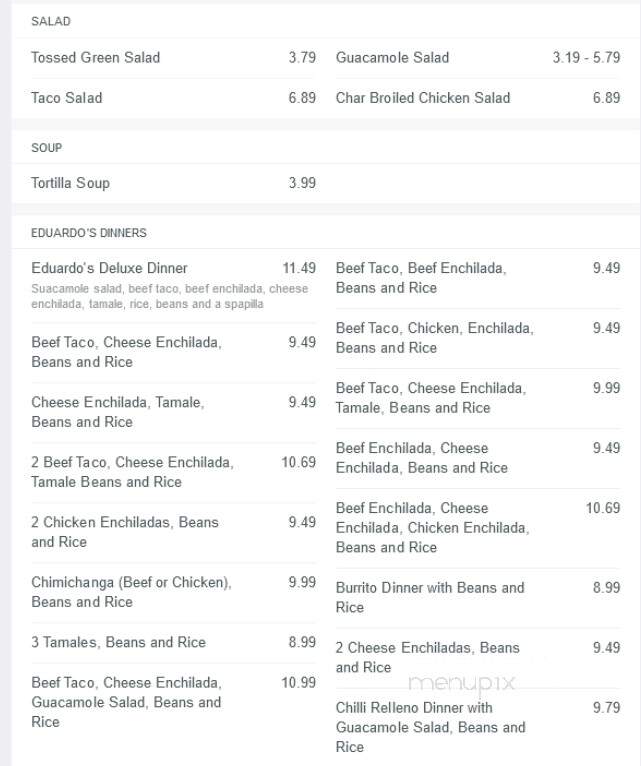 Eduardo's Mexican Restaurant - Duncan, OK menu_pic