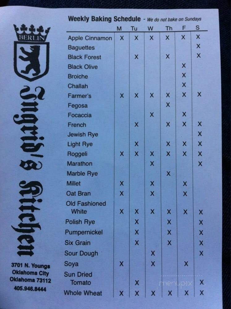 Ingrid's Kitchen - Oklahoma City, OK menu_pic