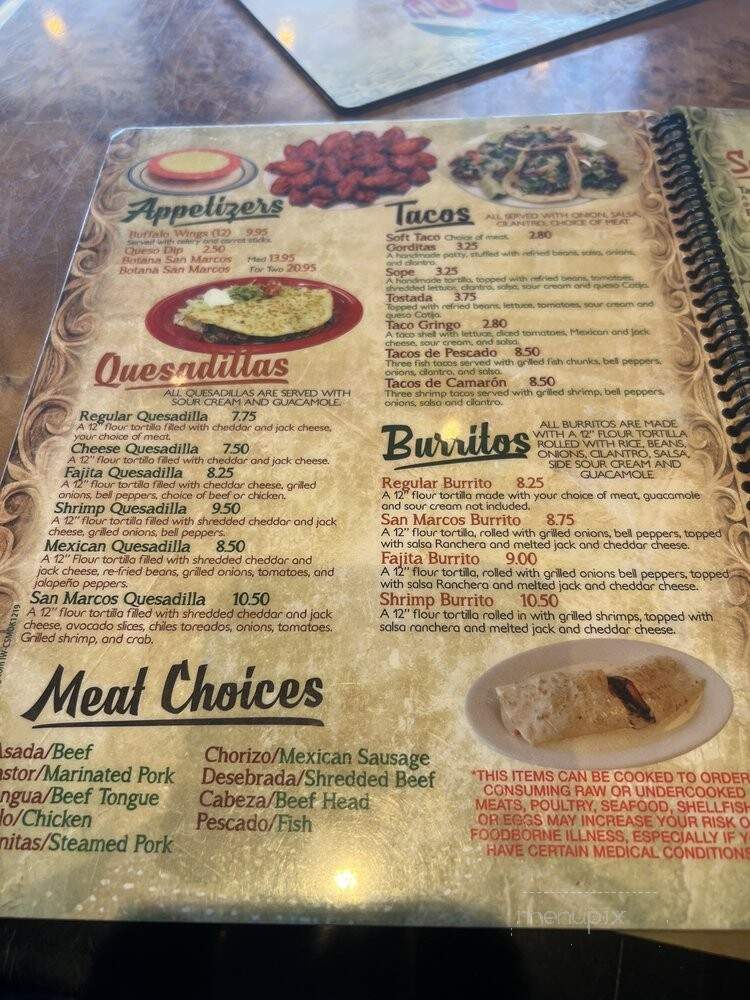 Casa San Marcos - Tulsa, OK menu_pic