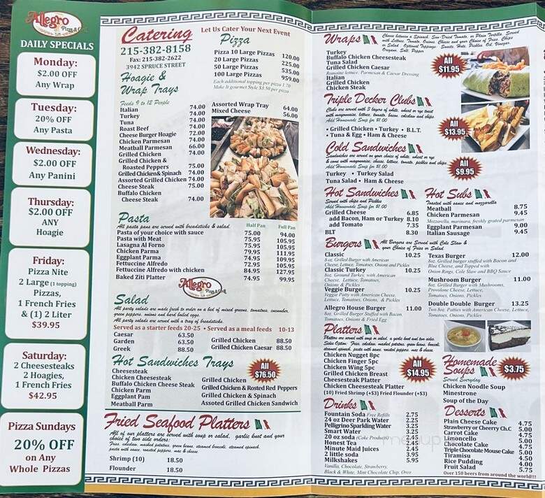 Allegro Pizza Of 40 St - Philadelphia, PA menu_pic