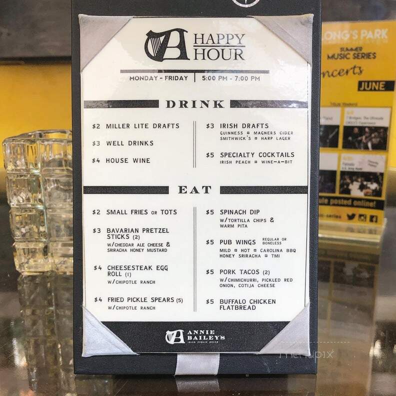 Annie Bailey's Irish Pub - Lancaster, PA menu_pic