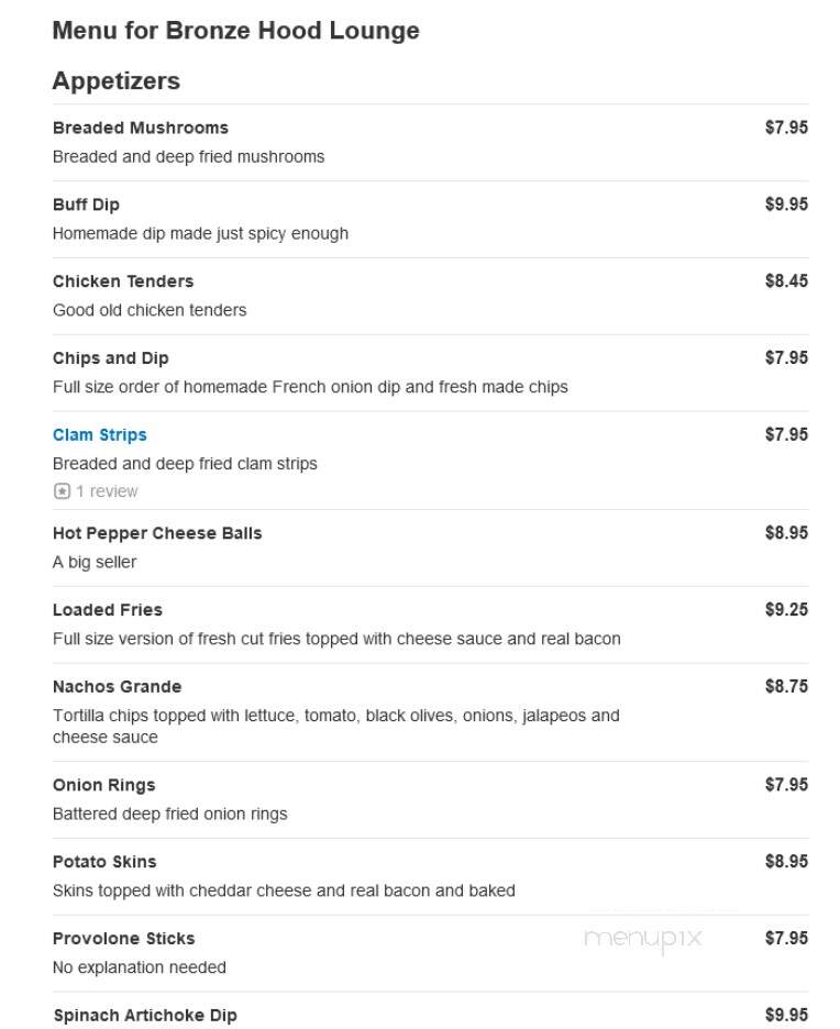 Bronze Hood Lounge - McKees Rocks, PA menu_pic