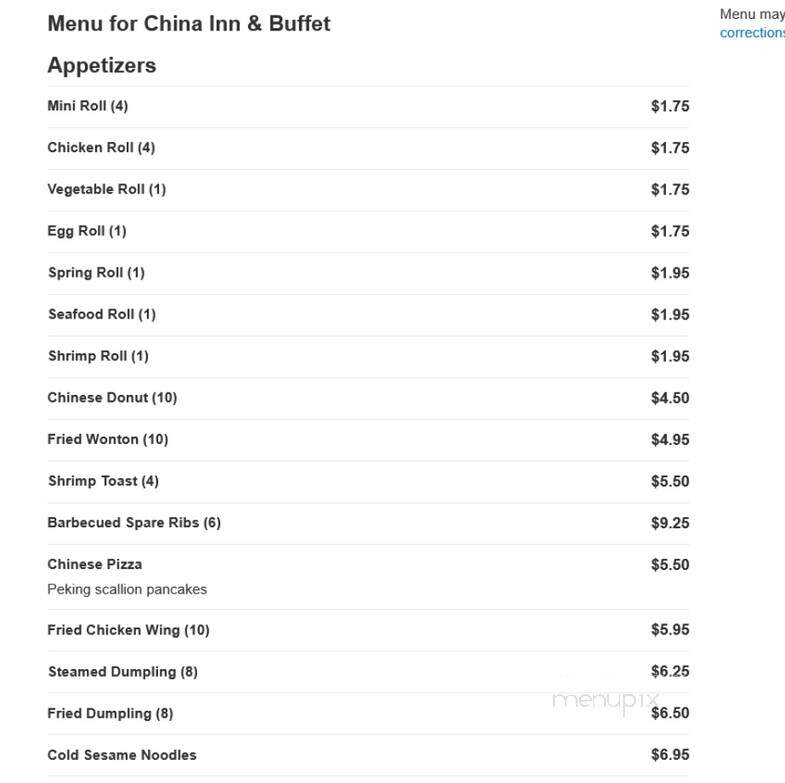 China Inn & Buffet - Phoenixville, PA menu_pic