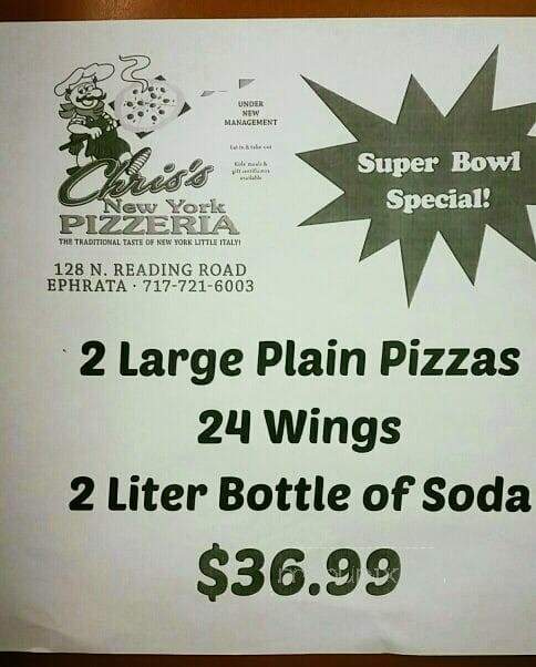 Chris's New York Pizzeria - Ephrata, PA menu_pic