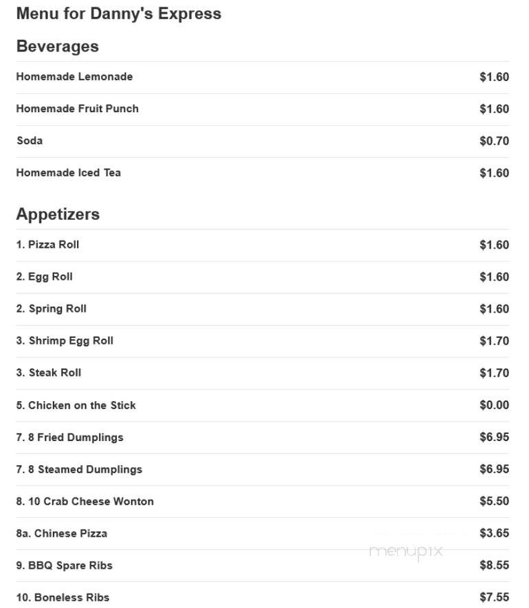 Danny's Express - Upper Darby, PA menu_pic