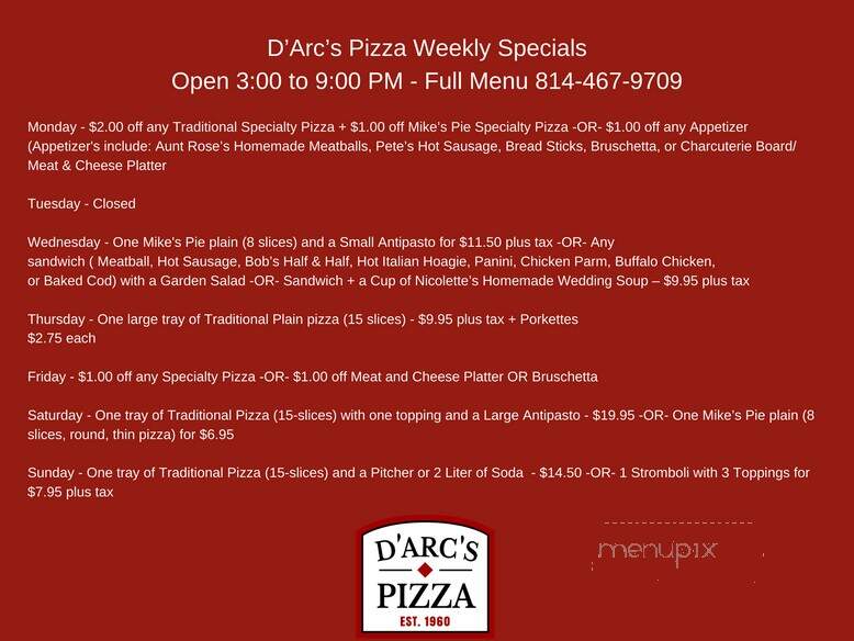 D'Arc's Pizza Shop - Windber, PA