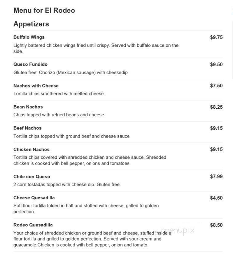 El Rodeo - Hanover, PA menu_pic