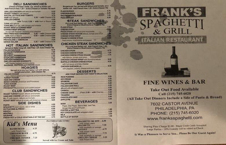 Frank's Spaghetti House - Philadelphia, PA