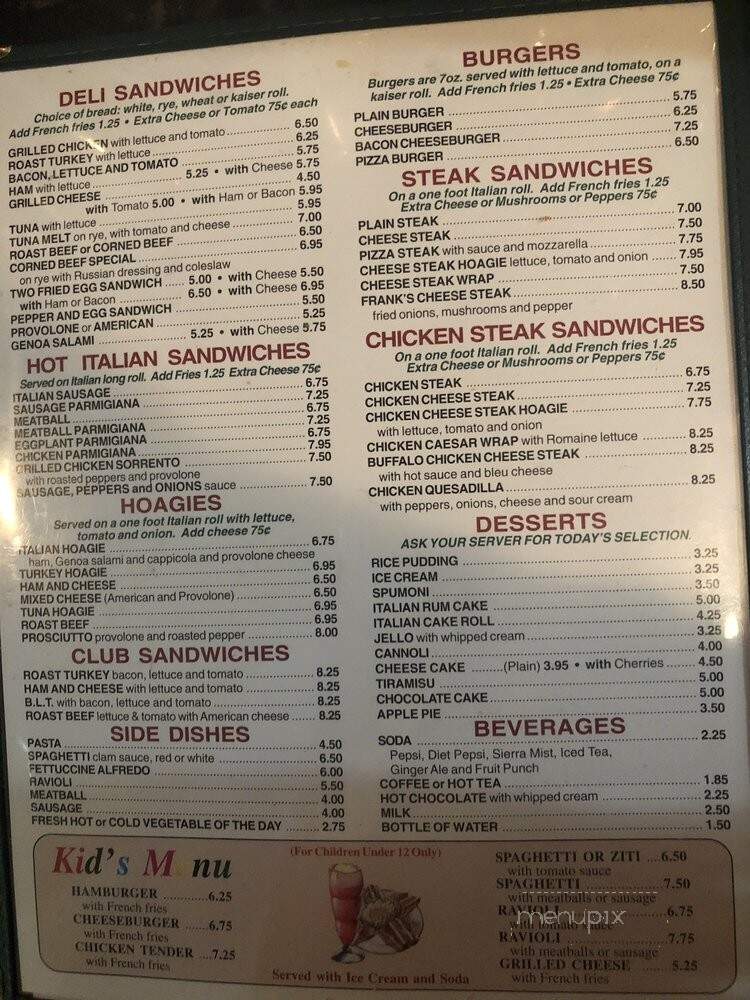 Frank's Spaghetti House - Philadelphia, PA menu_pic