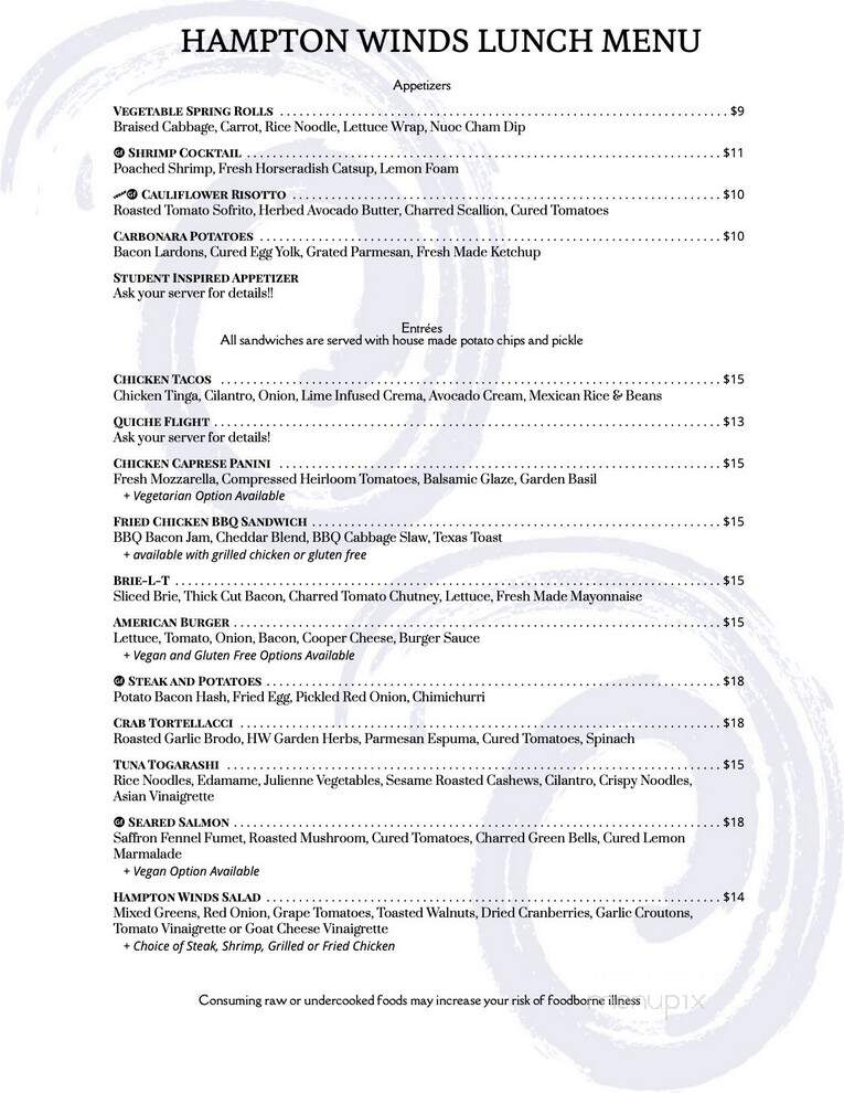 Hampton Winds - Bethlehem, PA menu_pic