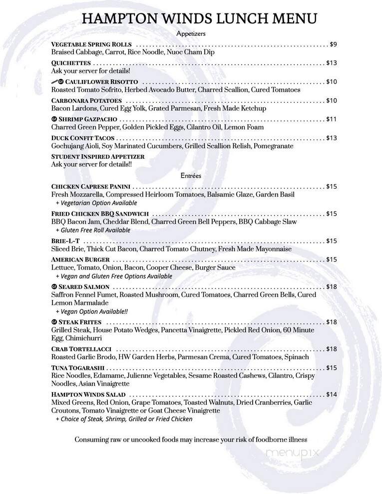 Hampton Winds - Bethlehem, PA menu_pic