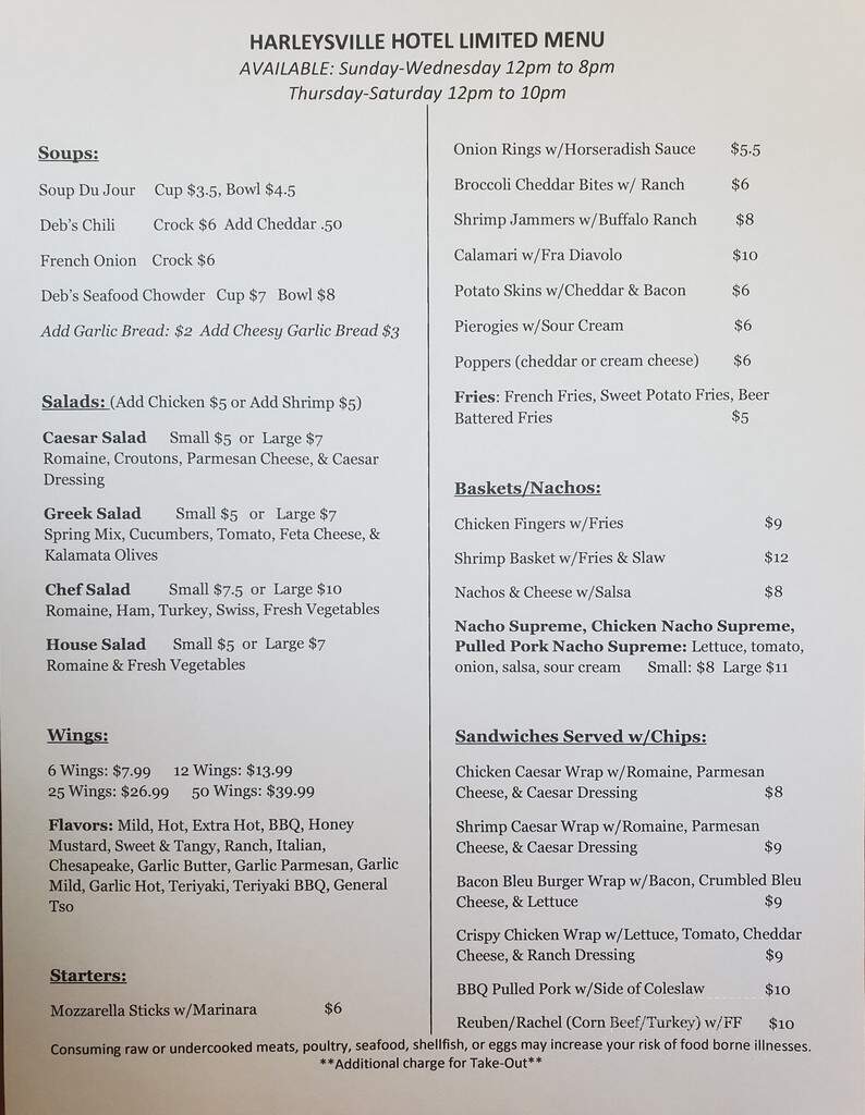 Harleysville Hotel - Harleysville, PA menu_pic