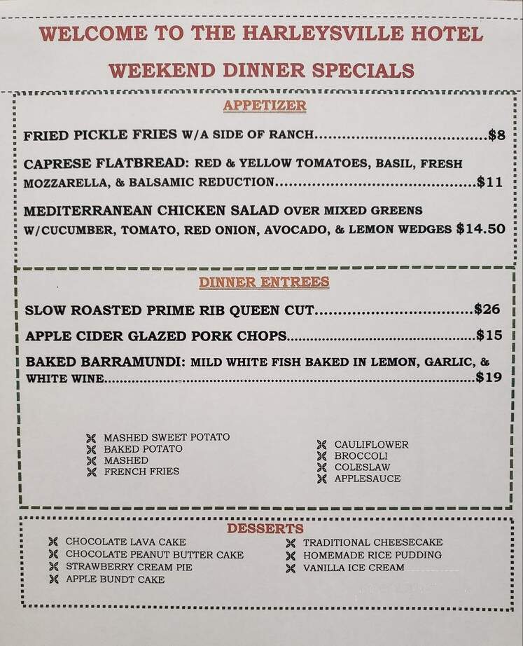 Harleysville Hotel - Harleysville, PA menu_pic