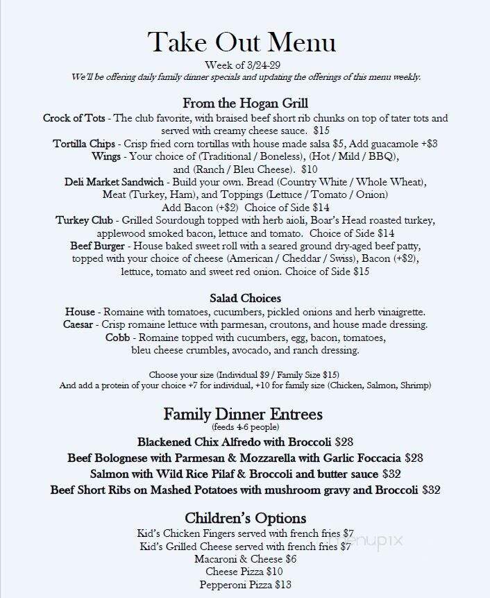 Hershey Golf Club - Hershey, PA menu_pic