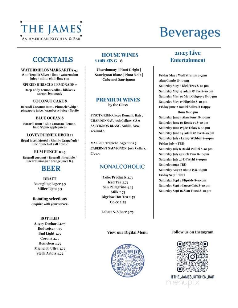 James American Kitchen & Bar - Williamsport, PA menu_pic