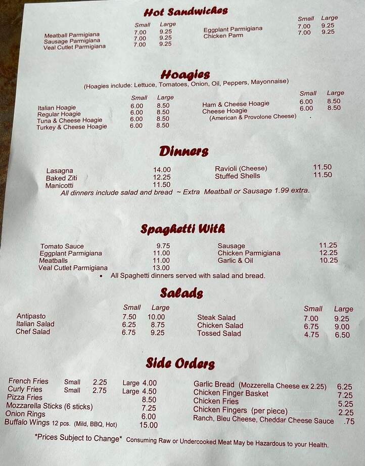 Joe's Pizza West End - Williamsport, PA menu_pic
