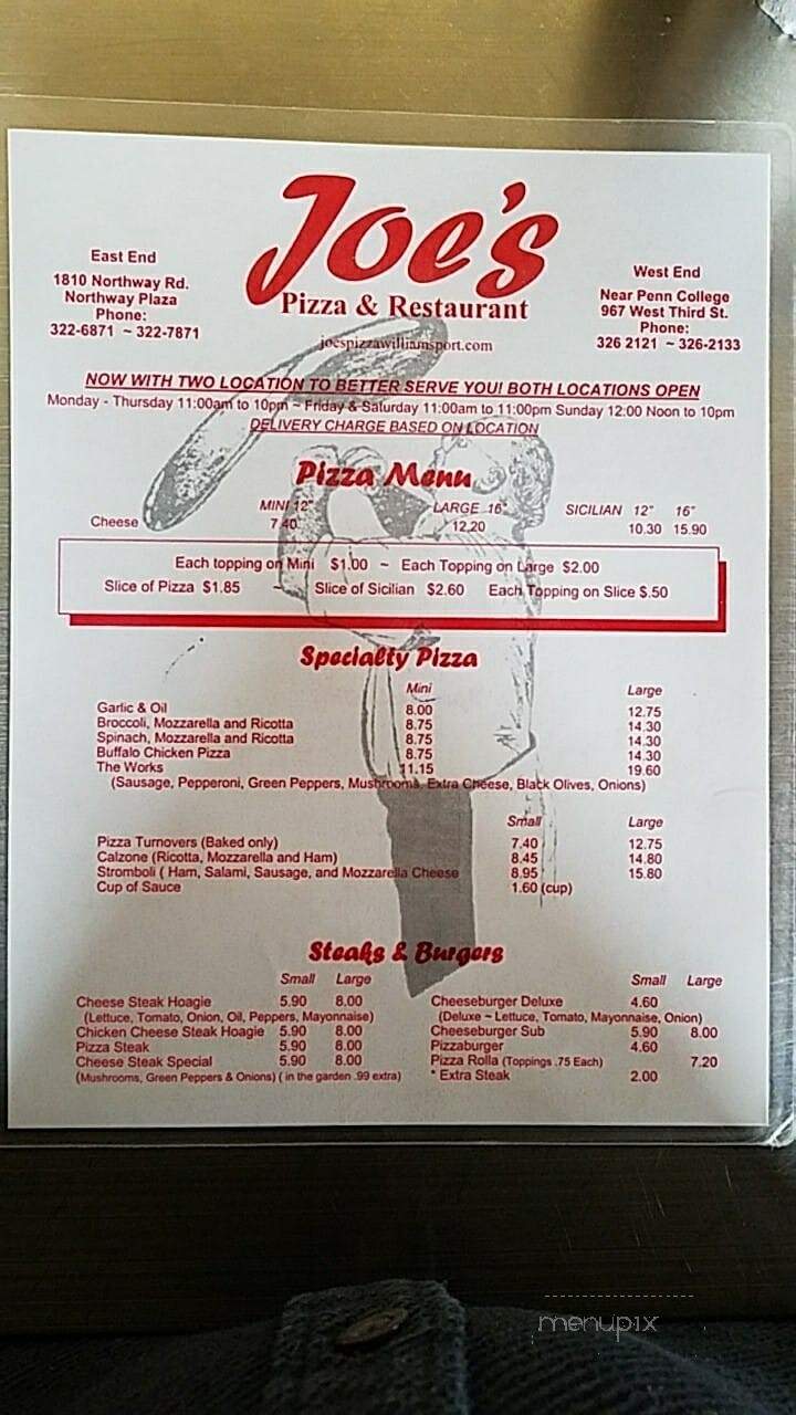 Joe's Pizza West End - Williamsport, PA menu_pic