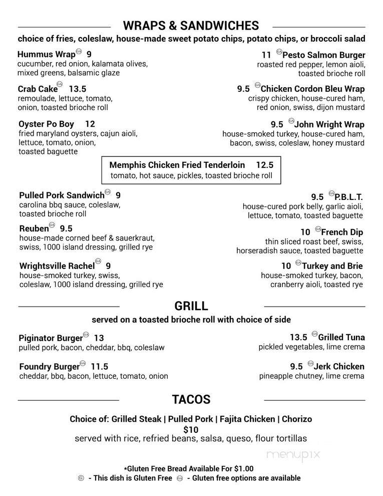 John Wright Store & Restaurant - Wrightsville, PA menu_pic