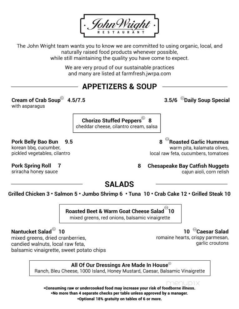John Wright Store & Restaurant - Wrightsville, PA menu_pic