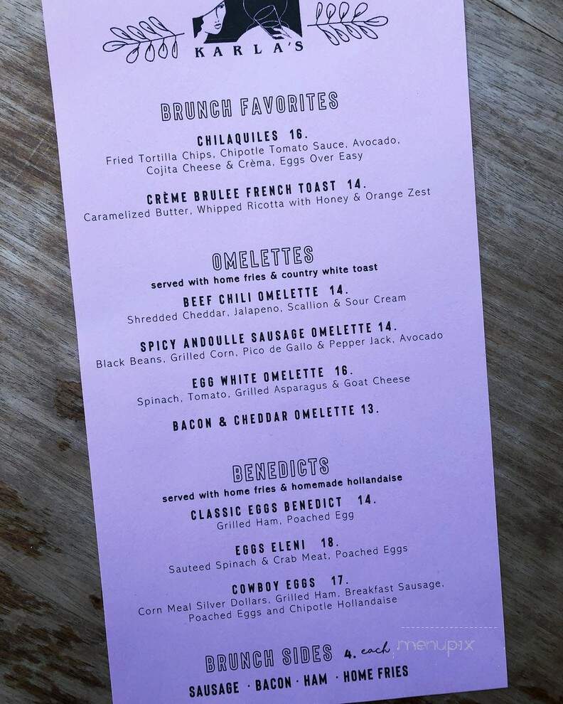 Karla's Restaurant - New Hope, PA menu_pic