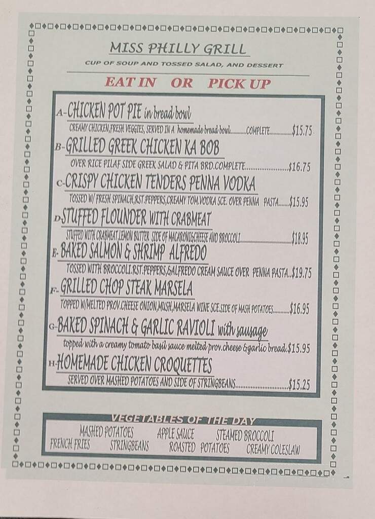 Miss Philly Grill - Huntingdon Valley, PA menu_pic