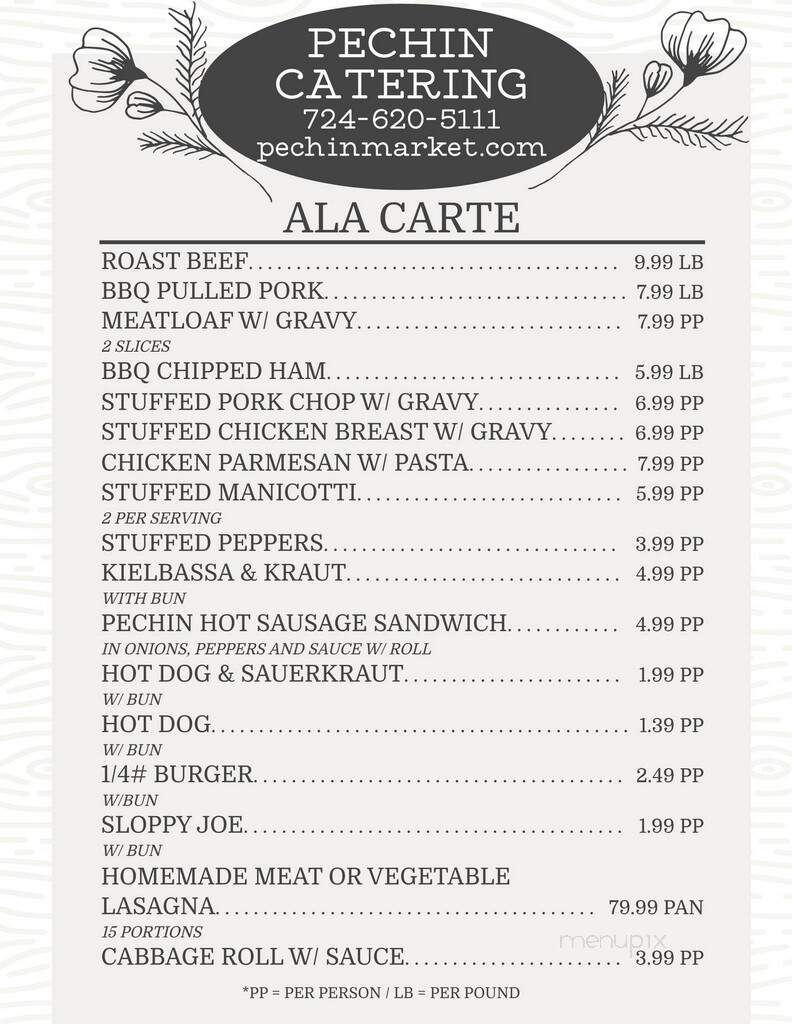 Pechin Firehouse Restaurant - Connellsville, PA menu_pic