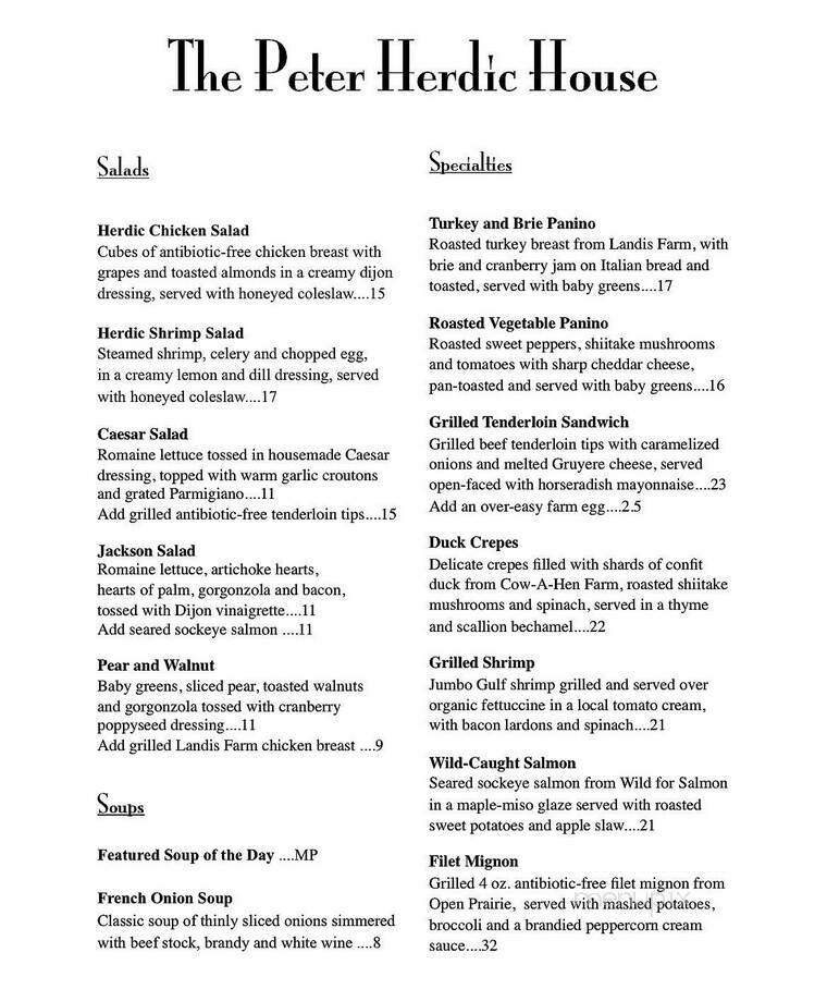 Peter Herdic House Restaurant - Williamsport, PA menu_pic