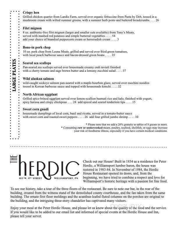 Peter Herdic House Restaurant - Williamsport, PA menu_pic