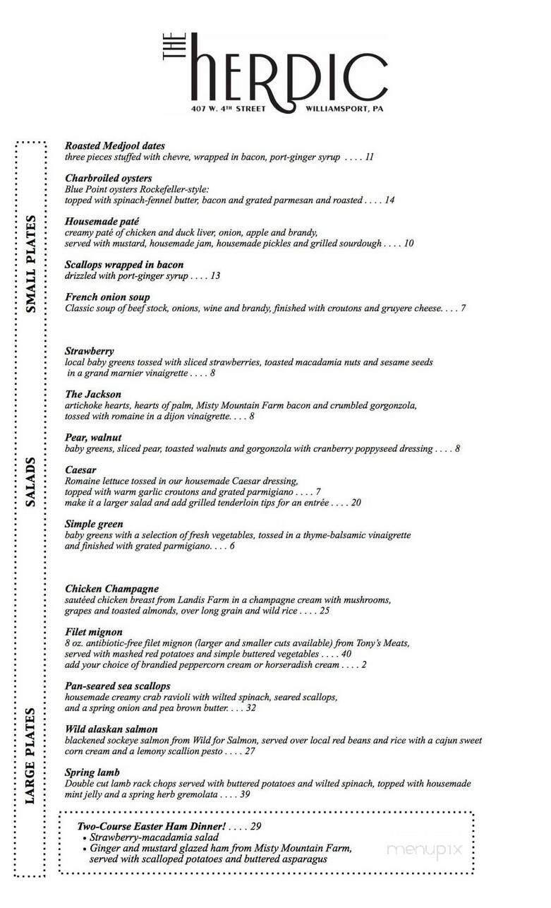 Peter Herdic House Restaurant - Williamsport, PA menu_pic