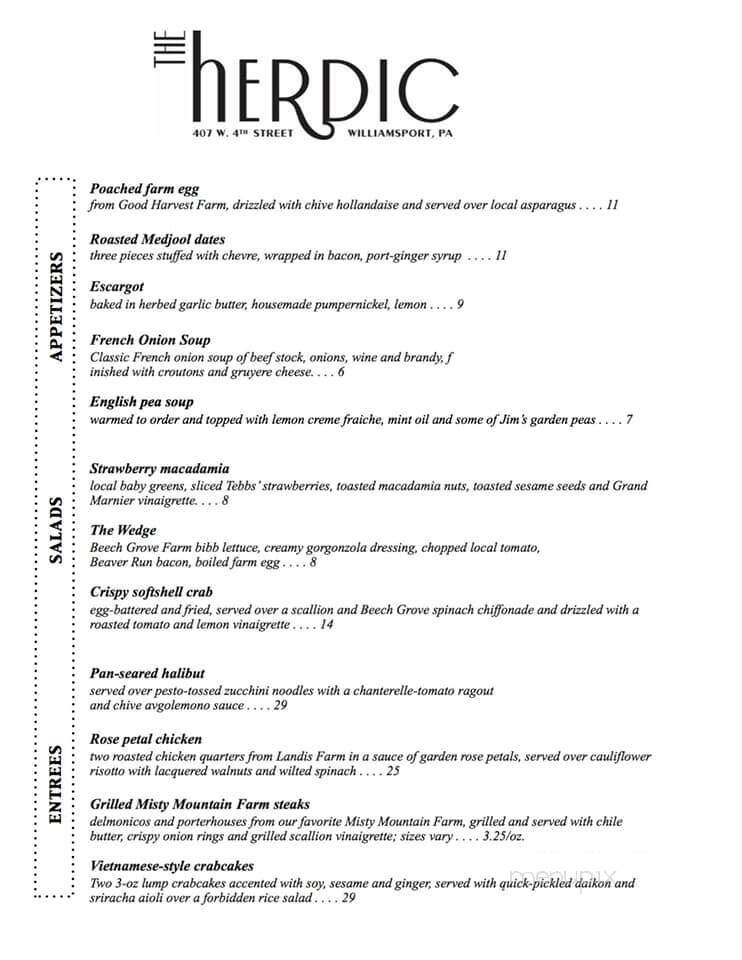 Peter Herdic House Restaurant - Williamsport, PA menu_pic