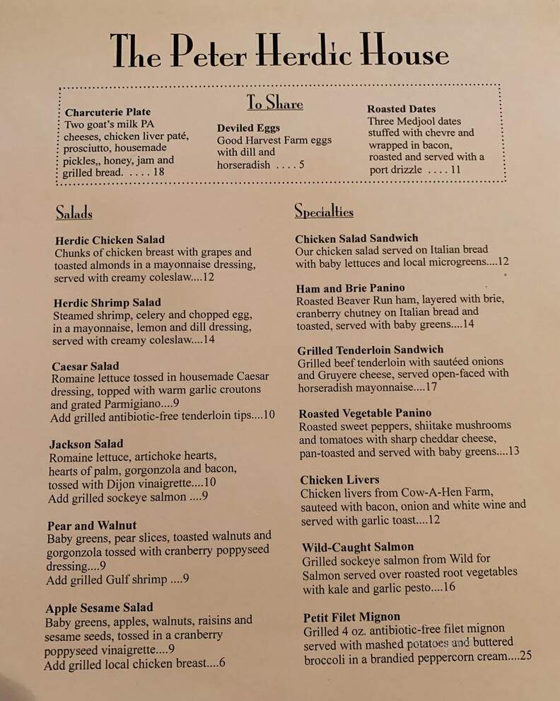 Peter Herdic House Restaurant - Williamsport, PA menu_pic