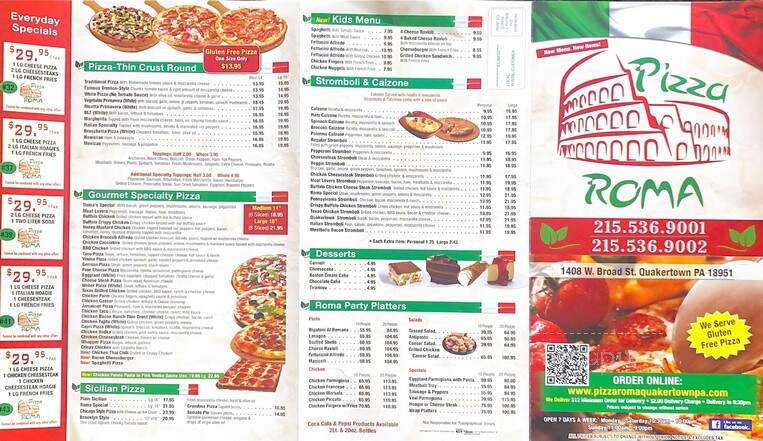 Pizza Roma - Gibsonia, PA menu_pic