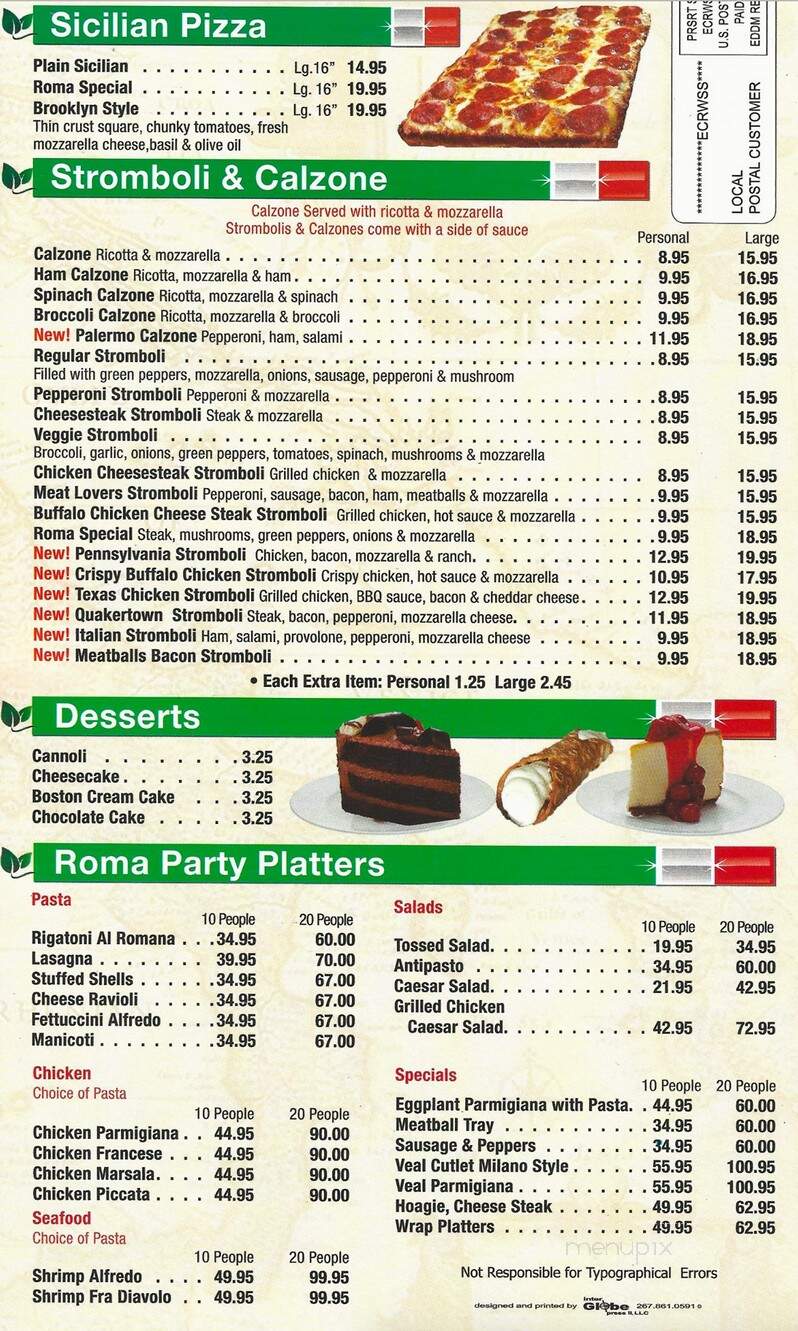 Pizza Roma - Gibsonia, PA menu_pic