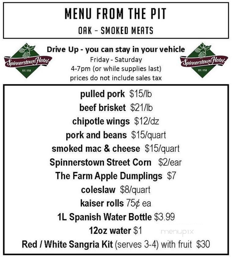 Spinnerstown Hotel - Quakertown, PA menu_pic