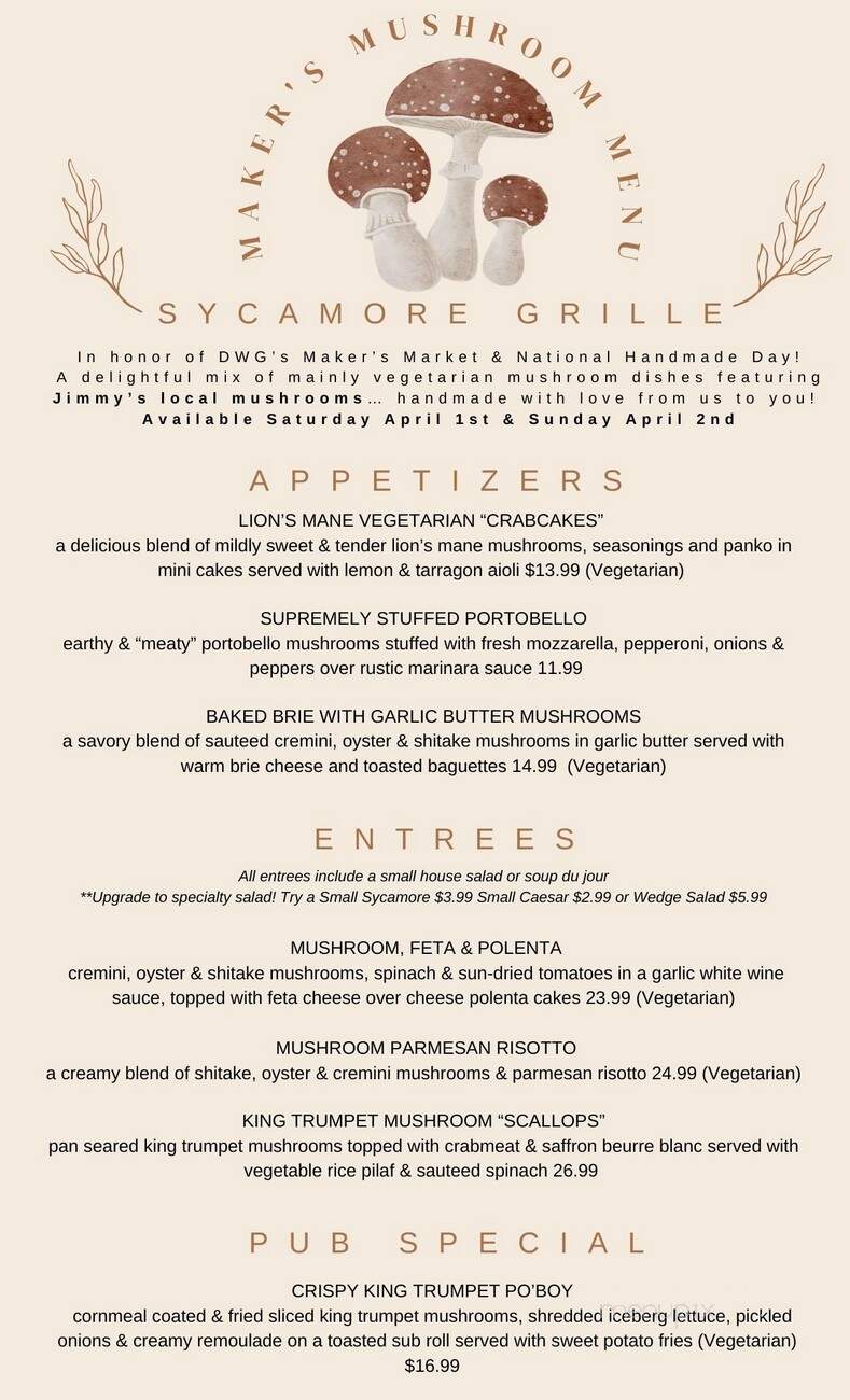 Sycamore Grille - Delaware Water Gap, PA menu_pic