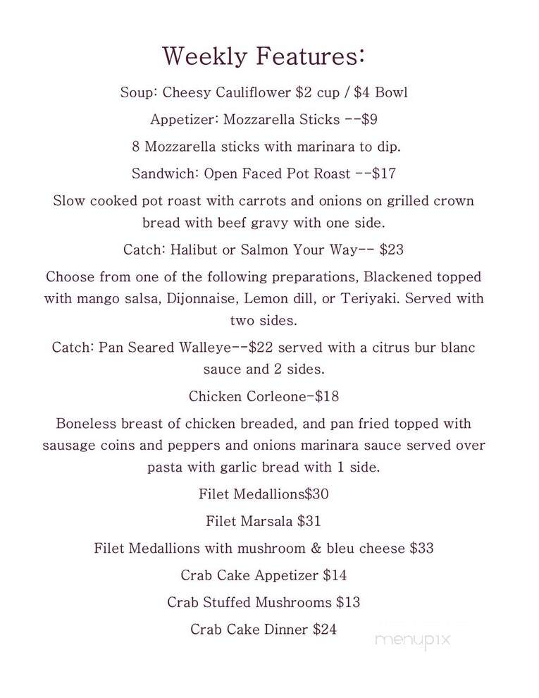 Syd's Place - Erie, PA menu_pic