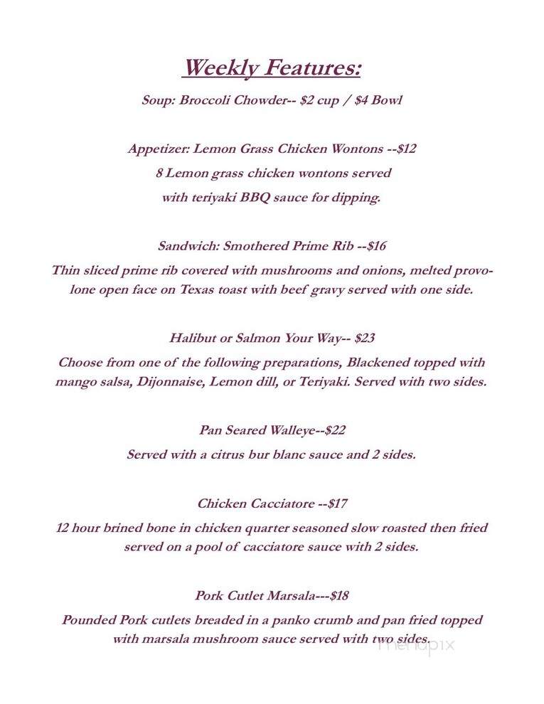 Syd's Place - Erie, PA menu_pic