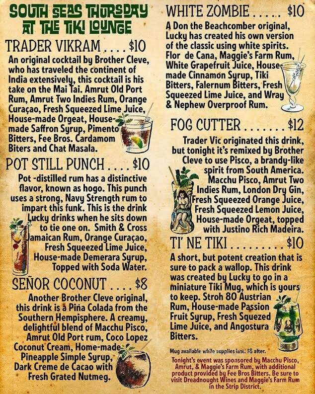 Tiki Lounge - Pittsburgh, PA menu_pic