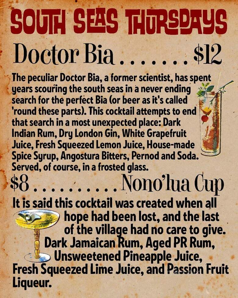 Tiki Lounge - Pittsburgh, PA menu_pic
