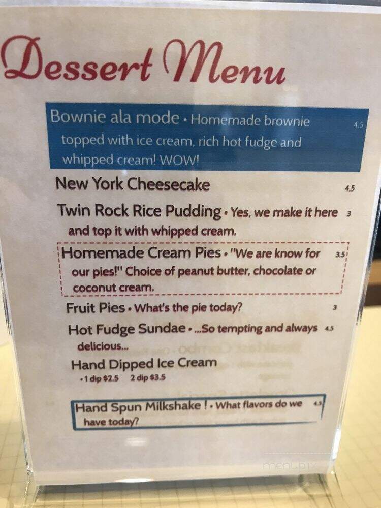 Twin Rocks Restaurant - Lake Ariel, PA menu_pic