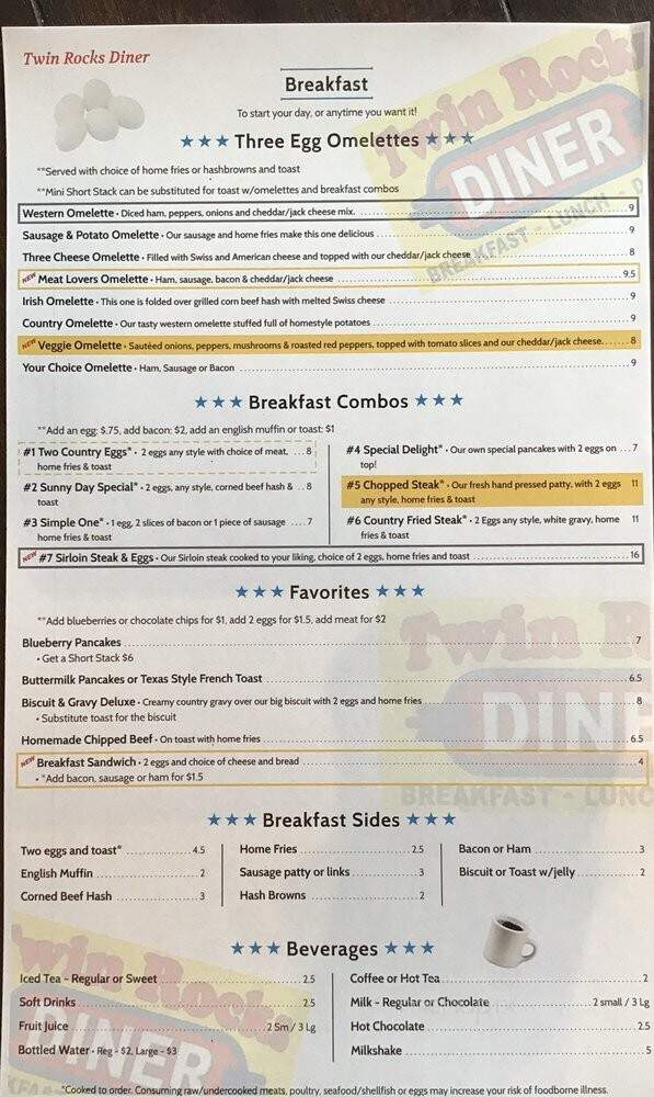 Twin Rocks Restaurant - Lake Ariel, PA menu_pic