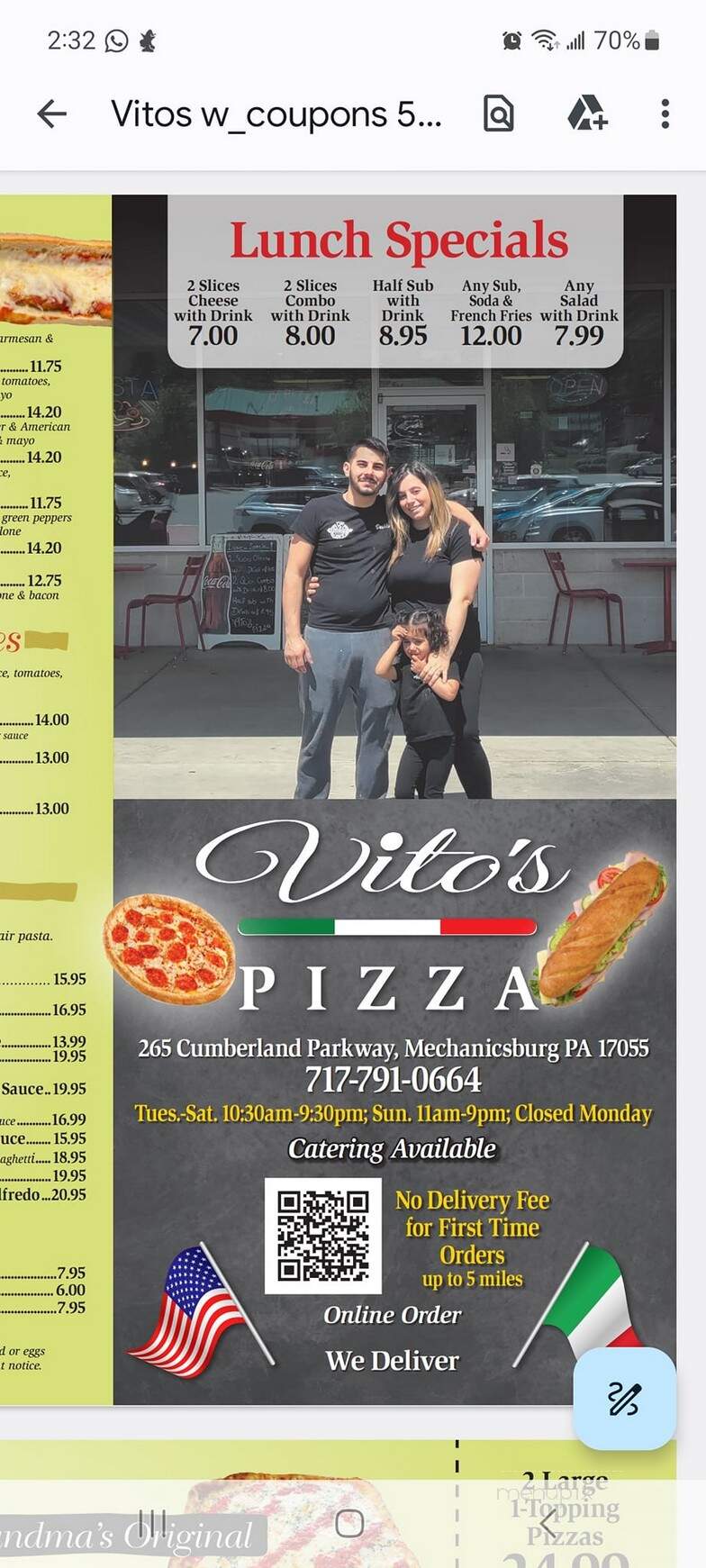Vito's Pizza & Restaurant - Zionsville, PA