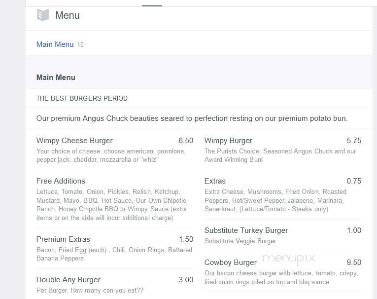 Wimpy's Original Hamburgers - Media, PA menu_pic