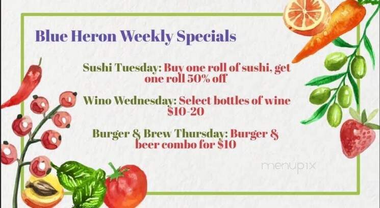 Blue Heron Restaurant & Sushi - Clemson, SC menu_pic