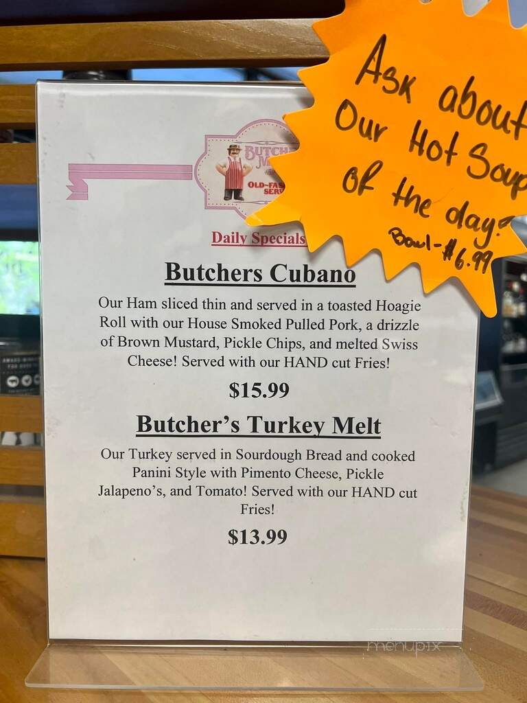 Butchers Deli & Sub Shop - Bluffton, SC menu_pic