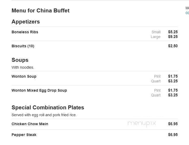 China Buffet - Sumter, SC menu_pic