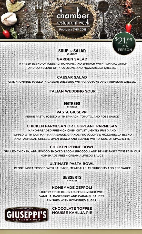 Giuseppi's Pizza & Pasta - Hilton Head Island, SC menu_pic