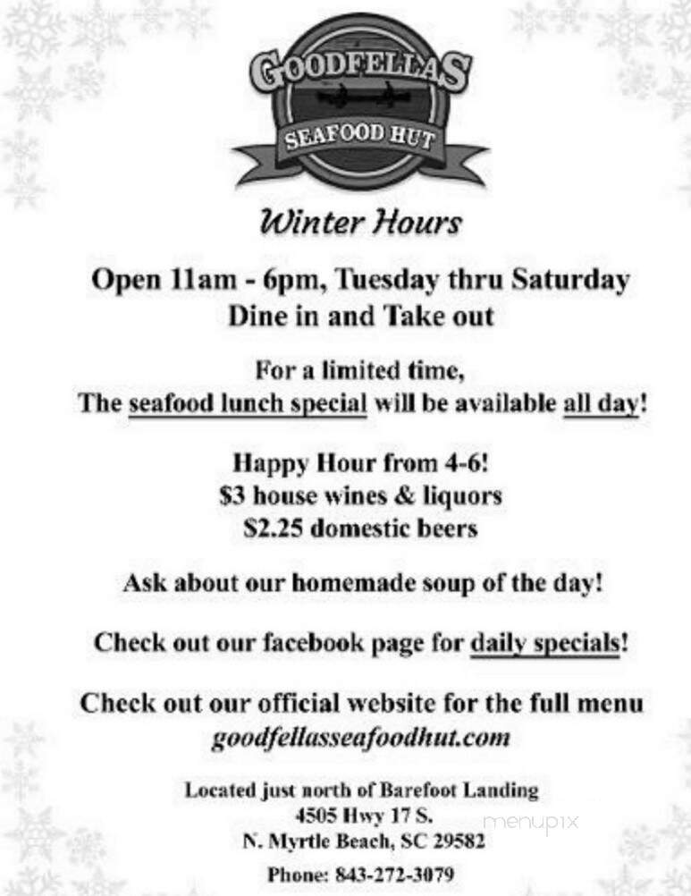 Good Fellas Seafood Hut & Bar - Myrtle Beach, SC menu_pic