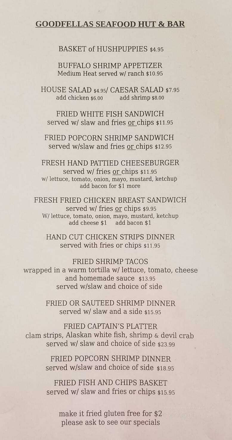 Good Fellas Seafood Hut & Bar - Myrtle Beach, SC menu_pic