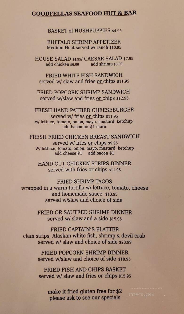 Good Fellas Seafood Hut & Bar - Myrtle Beach, SC menu_pic